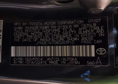 2008 Scion Tc from USA, damaged, VIN JTKDE167080243910